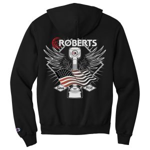 Hoodie with Iconic Wings & American Flag Graphic